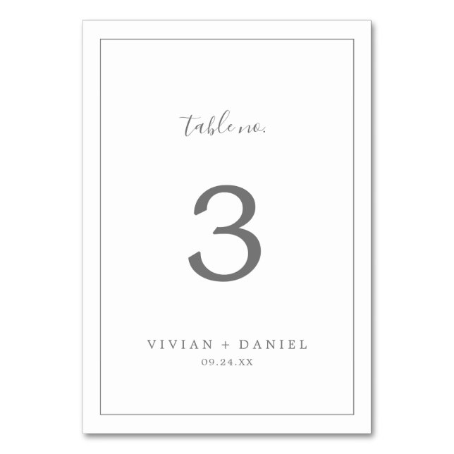 Minimalist Silver Table Number (Front)