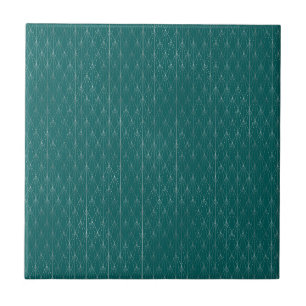 Minimalist Silver Teal Art Deco Ceramic Tile