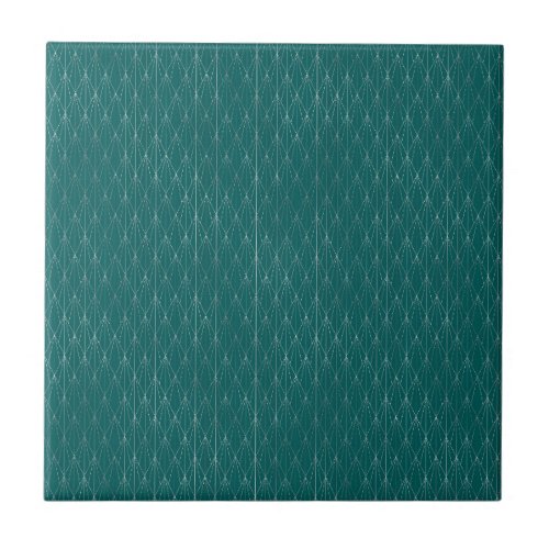 Minimalist Silver Teal Art Deco Ceramic Tile