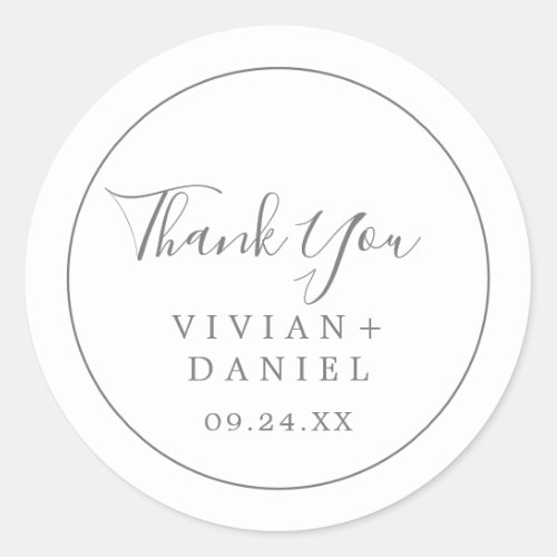 Minimalist Silver Thank You Wedding Favor Sticker