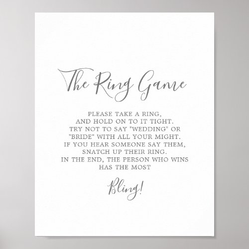 Minimalist Silver The Ring Game Sign