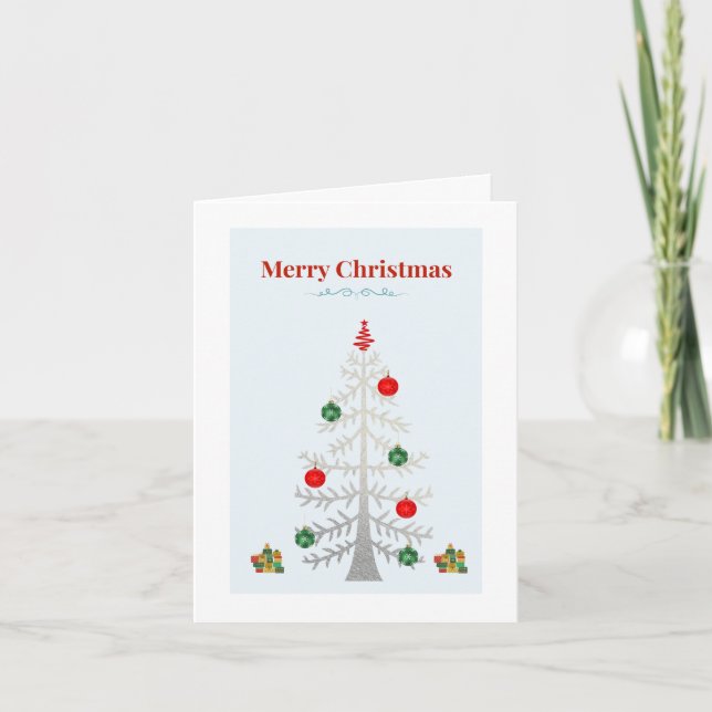 Minimalist Silver Tree Holiday Card (Front)