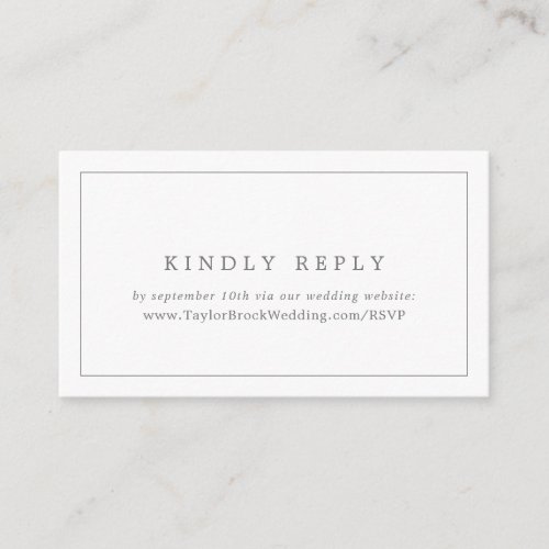 Minimalist Silver Typography Wedding Website RSVP Enclosure Card