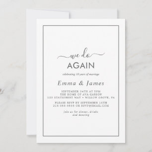 Minimalist Silver "We Do Again" Vow Renewal Invitation
