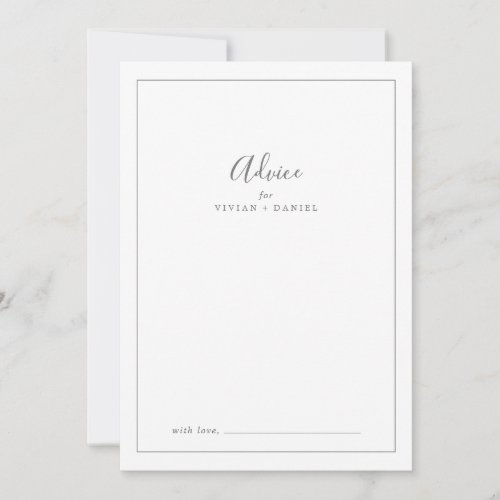 Minimalist Silver Wedding Advice Card