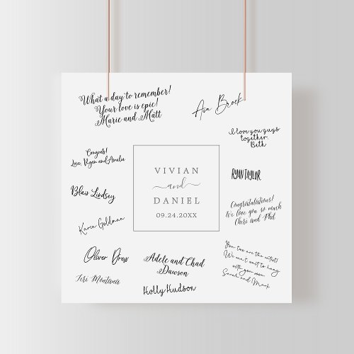 Minimalist Silver Wedding Guest Signing Poster