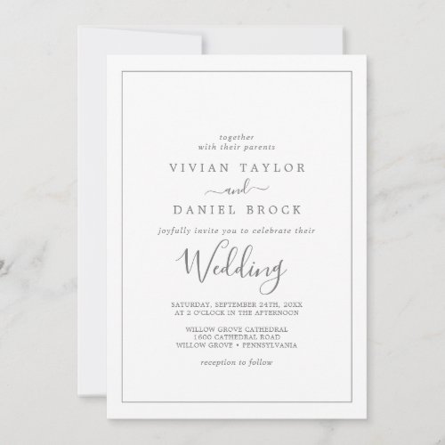 Minimalist Silver Wedding Invitation