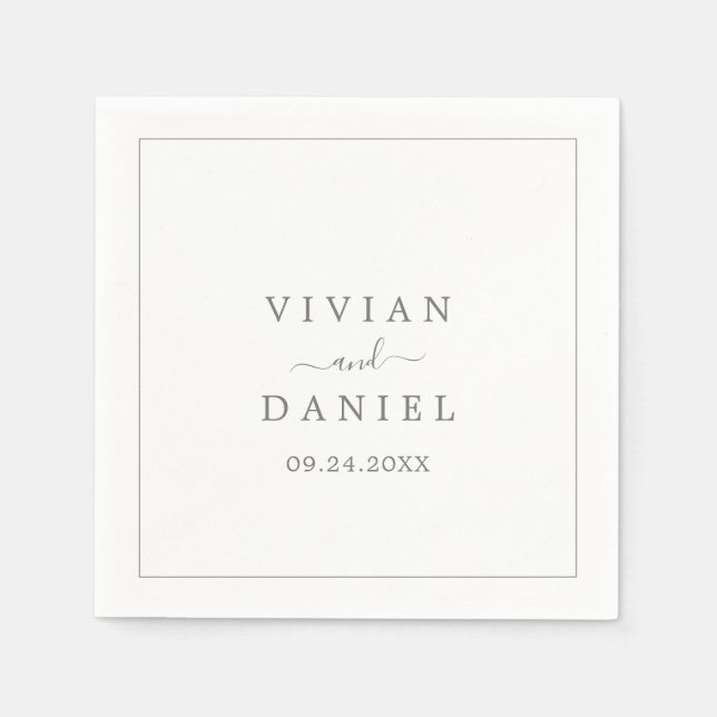 Minimalist Silver Wedding Napkins (Front)