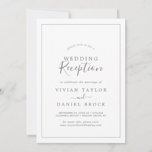 Minimalist Silver Wedding Reception Invitation