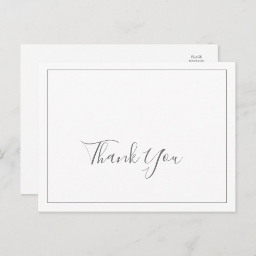 Minimalist Silver Wedding Thank You Postcard