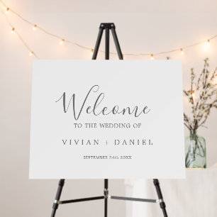 Minimalist Silver Wedding Welcome Foam Board