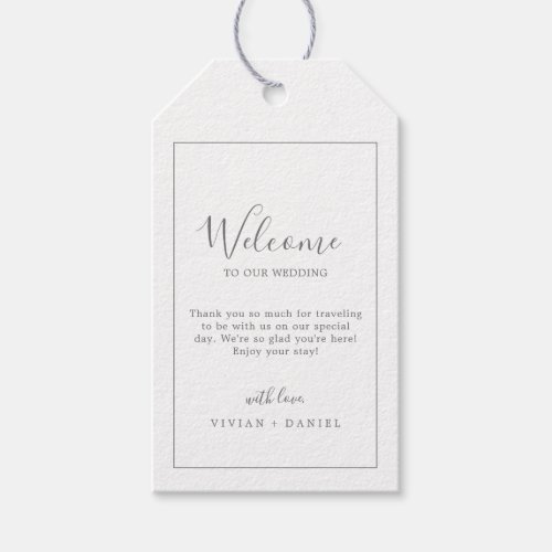 Minimalist Silver Wedding Welcome Gift Tags