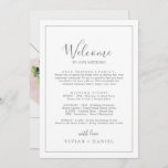 Minimalist Silver Welcome Letter Itinerary & Map<br><div class="desc">These minimalist silver welcome letter itinerary and map cards are perfect for a destination wedding welcome bag. The modern romantic design features classic silver gray and white typography paired with a rustic yet elegant calligraphy with vintage hand lettered style. Customizable in any color. Keep the design simple and elegant, as...</div>