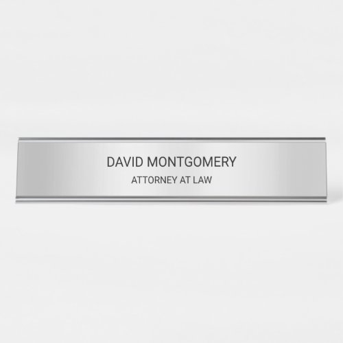 Minimalist Silver with Black Typography Lawyer Desk Name Plate