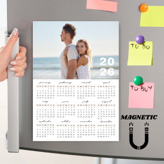 Minimalist Simple 2026 Calendar Photo Magnet