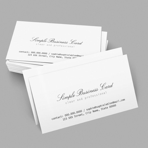 Minimalist simple and clean white business card