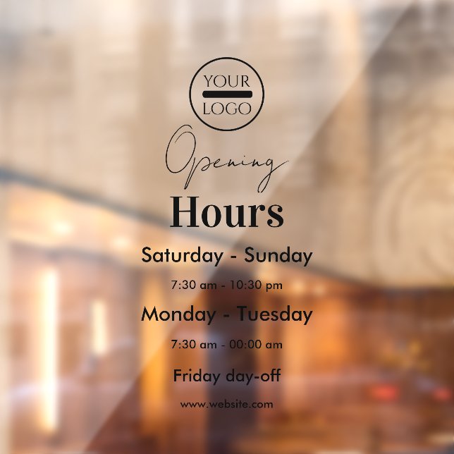 minimalist simple and professional business hours  window cling (Sheet 2)