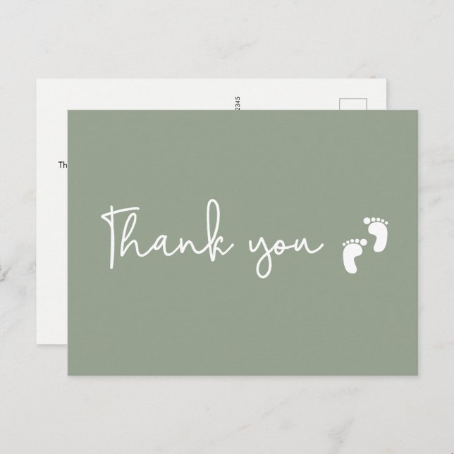 Minimalist simple Baby shower Sage Green Postcard (Front/Back)