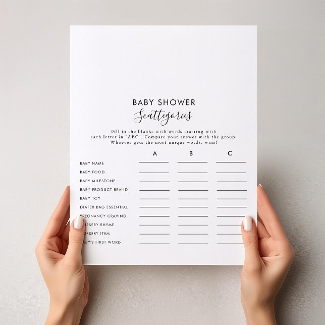 Minimalist Simple Baby Shower Scattegories Game  (Creator Uploaded)
