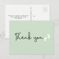 Minimalist simple Baby shower thank you Green