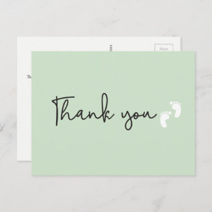 Minimalist simple Baby shower thank you Green Postcard