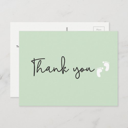 Minimalist simple Baby shower thank you Green Postcard