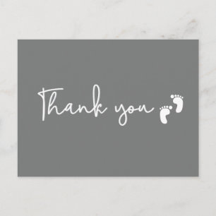 Minimalist simple Baby shower thank you Mod Grey Postcard