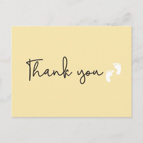 Minimalist simple Baby shower thank you Yellow Postcard