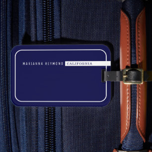 Minimalist Simple Basic Modern Blue Luggage Tag