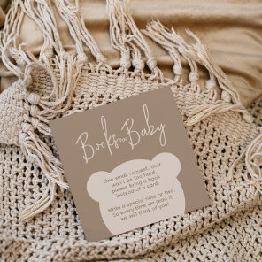 Minimalist simple bear Baby Shower Book request  Enclosure Card