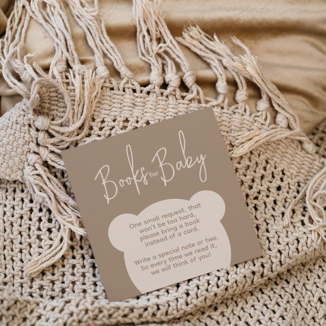Minimalist simple bear Baby Shower Book request  Enclosure Card (Creator Uploaded)