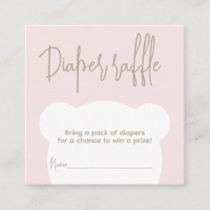 Minimalist simple bear Baby Shower diaper raffle Enclosure Card