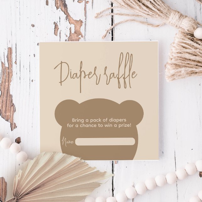 Minimalist simple bear Baby Shower diaper raffle Enclosure Card (Creator Uploaded)