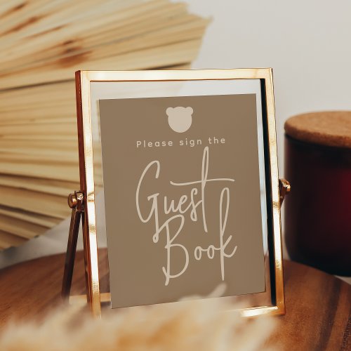 Minimalist simple Bear Baby Shower Guest Book