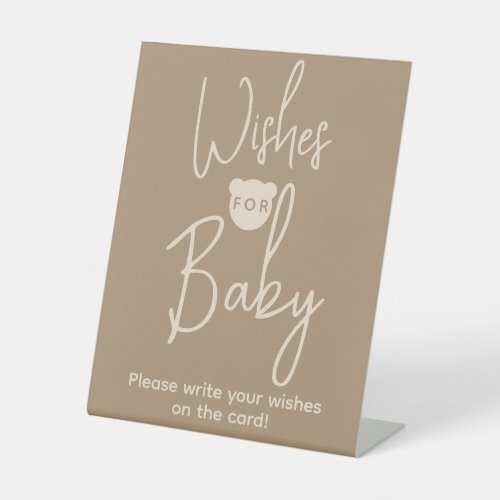 Minimalist simple Bear Baby Shower wishes Pedestal Sign