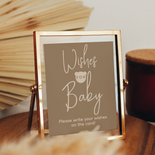 Minimalist simple Bear Baby Shower wishes Poster