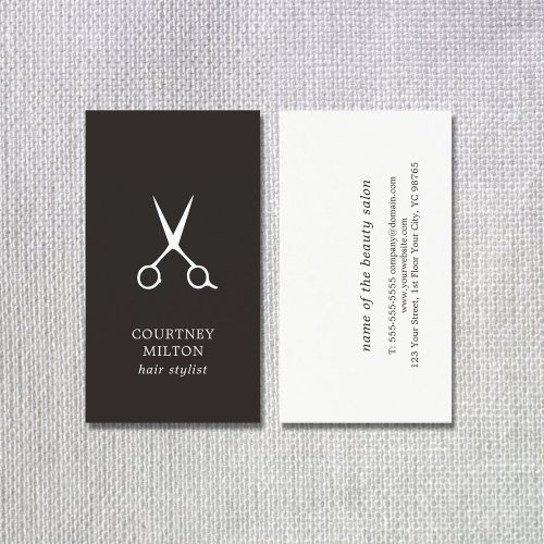 Minimalist Simple Black and White Hair Stylist Business Card