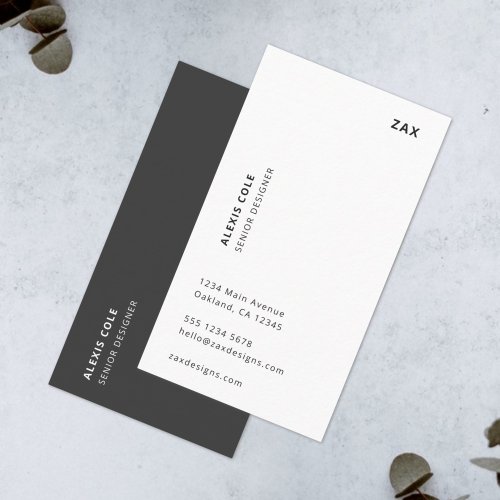 Minimalist Simple Black and White Modern Vertical Business Card