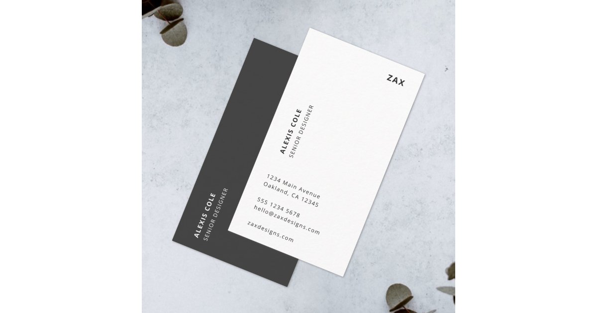 Minimalist Simple Black and White Modern Vertical Business Card | Zazzle