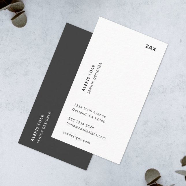 Minimalist Simple Black and White Modern Vertical Business Card (Creator Uploaded)