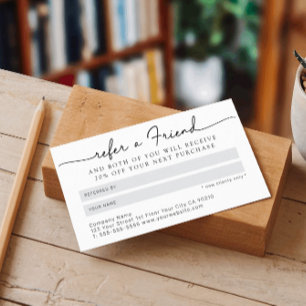 Minimalist Simple Black and White Referal Card