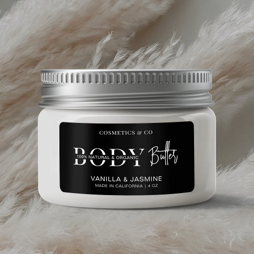 Minimalist Simple Black Body Butter Jar Product Label