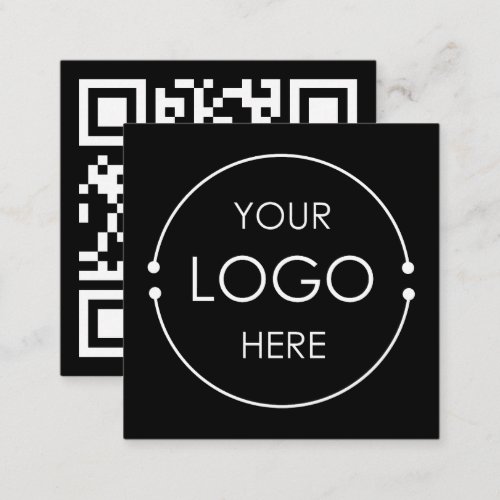 Minimalist Simple Black Business Logo QR Code Square Business Card