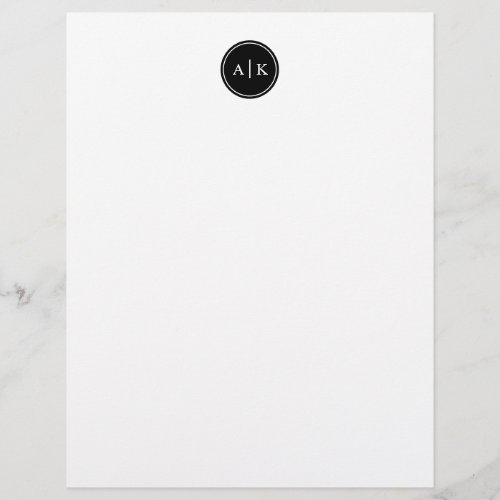 Minimalist Simple Black Circle Monogram Letterhead