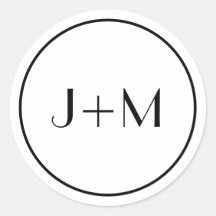 Minimalist Simple Black Monogram Wedding