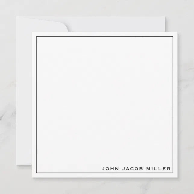 Minimalist Simple Black Square Border Note Card | Zazzle
