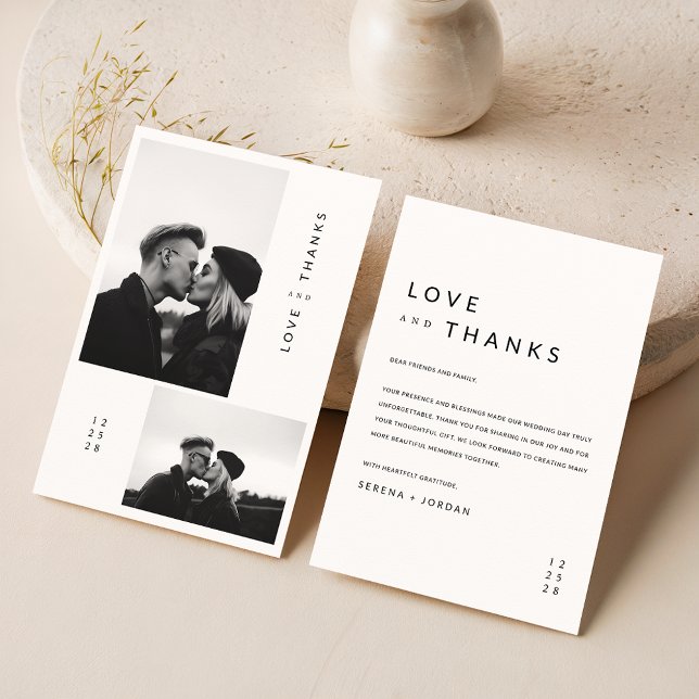 Minimalist Simple Black Typography Photo Wedding Thank You Card (Creator Uploaded)