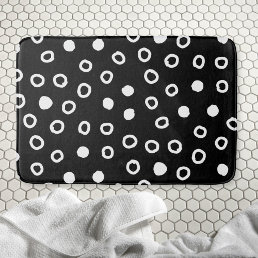 Minimalist simple Black &amp; White Bubble Pattern Bath Mat