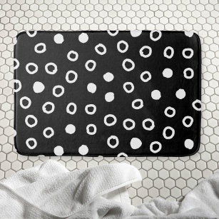 Minimalist simple Black & White Bubble Pattern Bath Mat