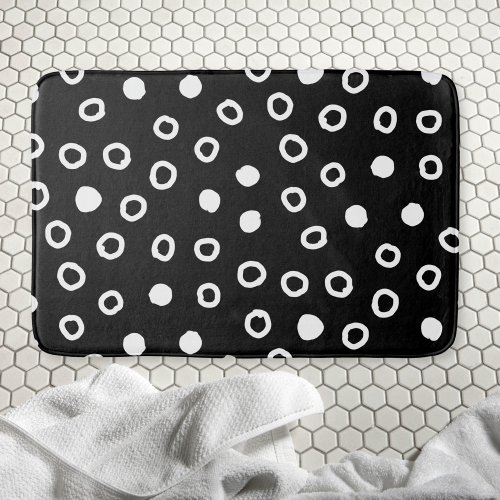 Minimalist simple Black  White Bubble Pattern Bath Mat